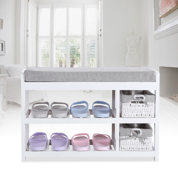 Rosecliff Heights Hamby Solid Wood Shoe Storage Bench & Reviews Wayfair